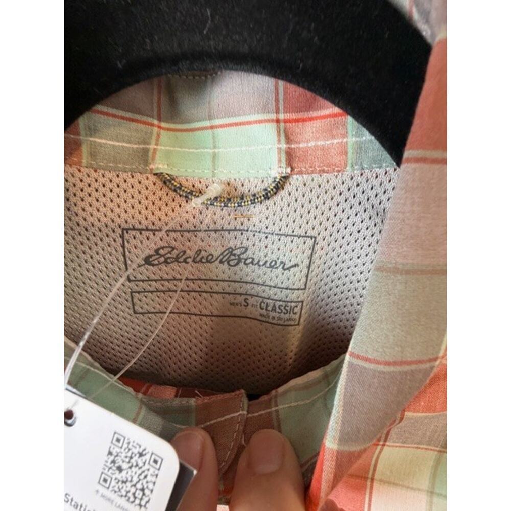 Eddie Bauer Voyager Flex S Short Sleeve Plaid Button Down Polygiene Shirt NWT - Picture 6 of 7